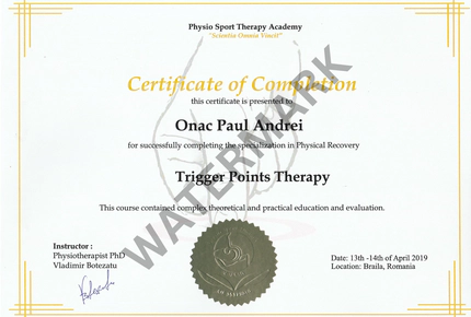 Diplomă de Trigger Point Therapy